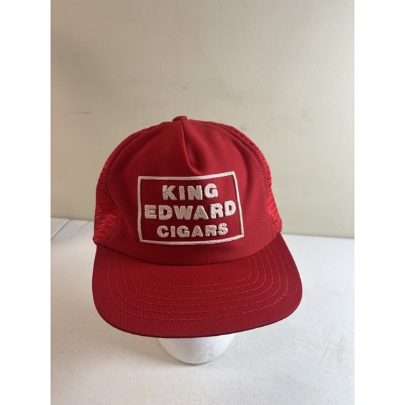 The Unbranded Brand Other - KING EDWARD CIGARS Mesh SnapBack Trucker Hat Red Patch Vtg